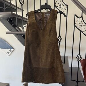 Blank NYC Olive Brown Suede A-Line Dress